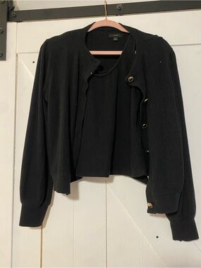 J. Crew Black Ribbed Crewneck Sweater Set